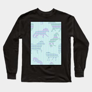 Shetland Fairisle Dancing Ponies - Light blue Long Sleeve T-Shirt